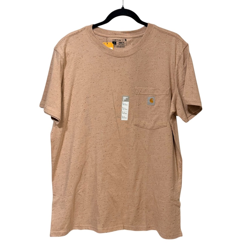 Carhartt Womens K87-W Loose Fit Heavyweight Pocket T-Shirt Burnt Ochre Speckle L